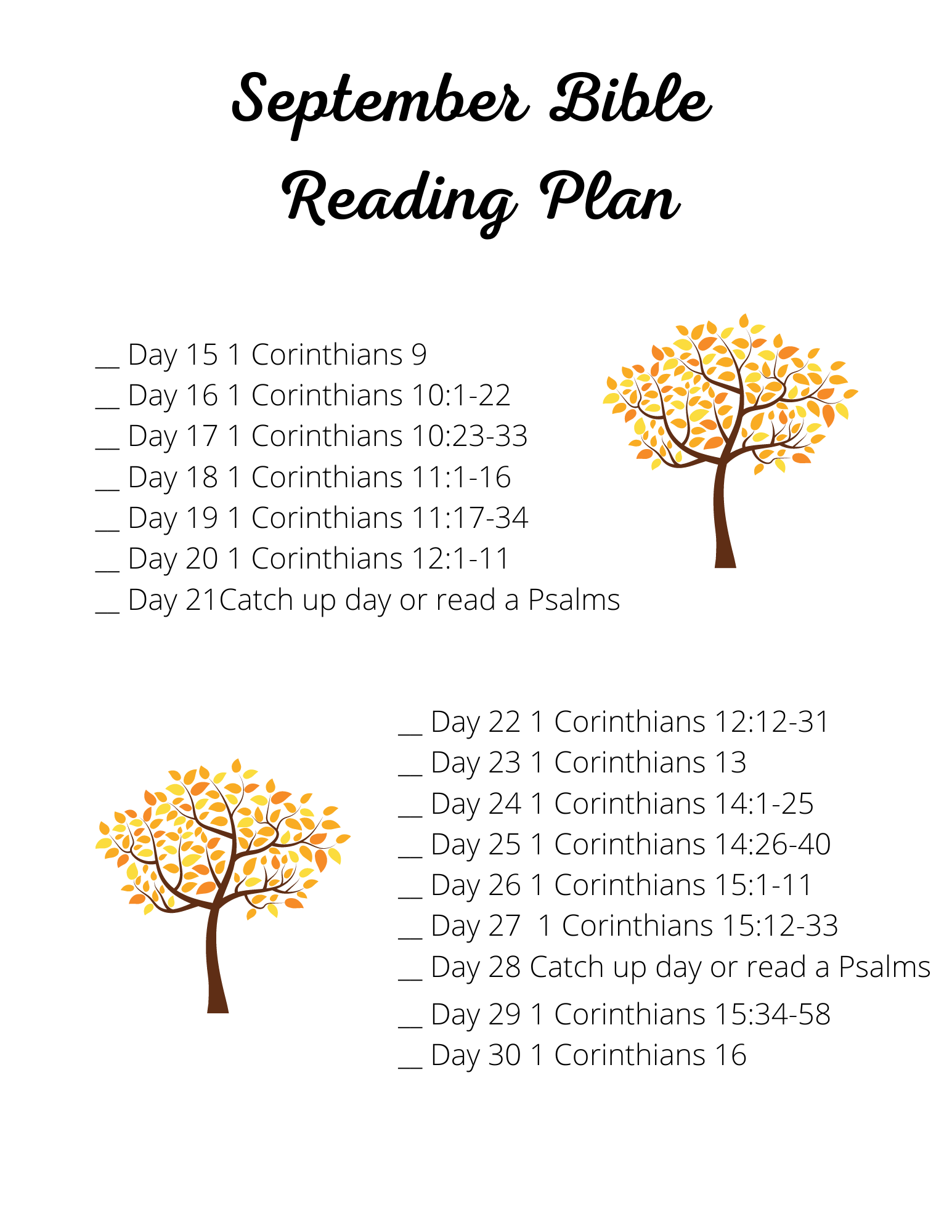 September Bible Reading Plan Life in The Mundane