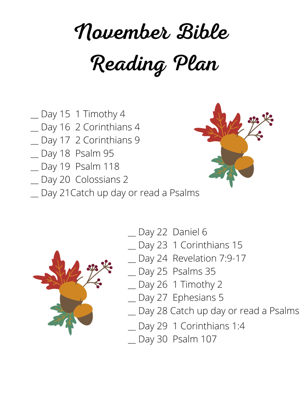 November Bible Reading Plan – Life in The Mundane