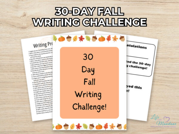 30-Day Fall Writing Challenge printable from Life in the Mundane