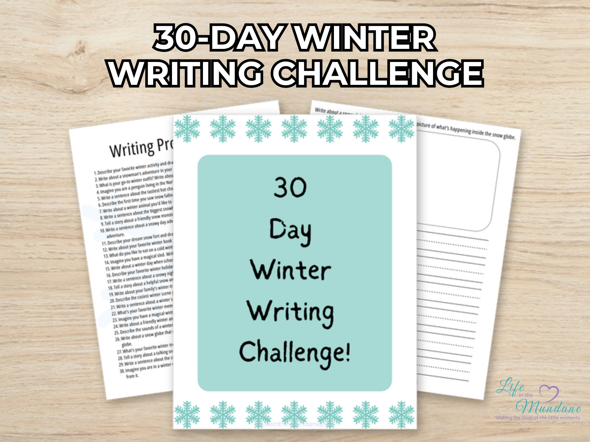 30-Day Winter Writing Challenge printable from Life in the Mundane
