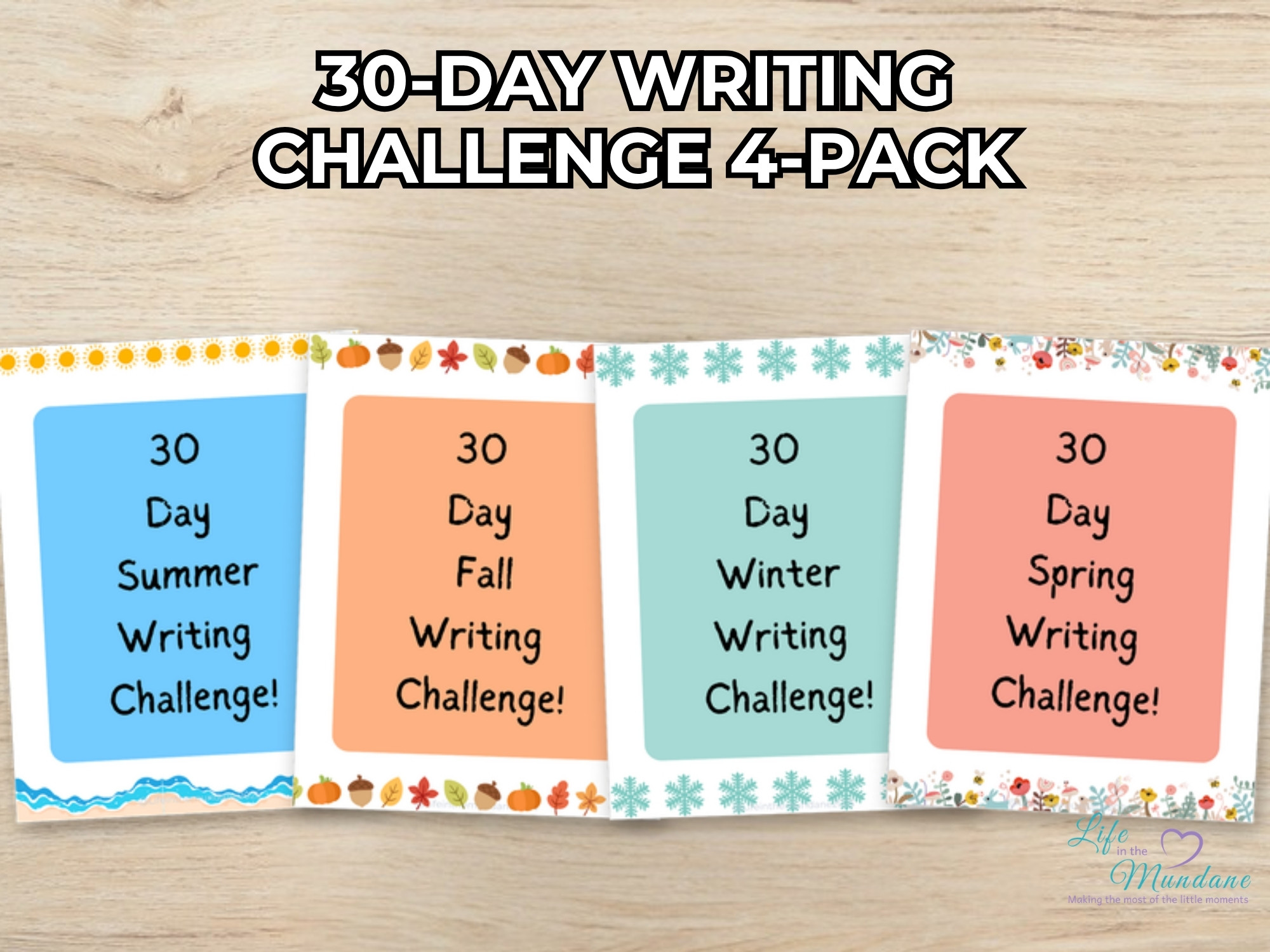 30-Day Writing Challenge 4-Pack printable from Life in the Mundane