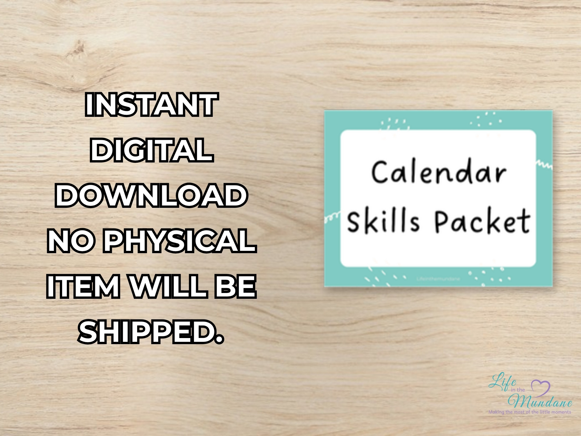 Calendar Skills Packet printable - instant digital download