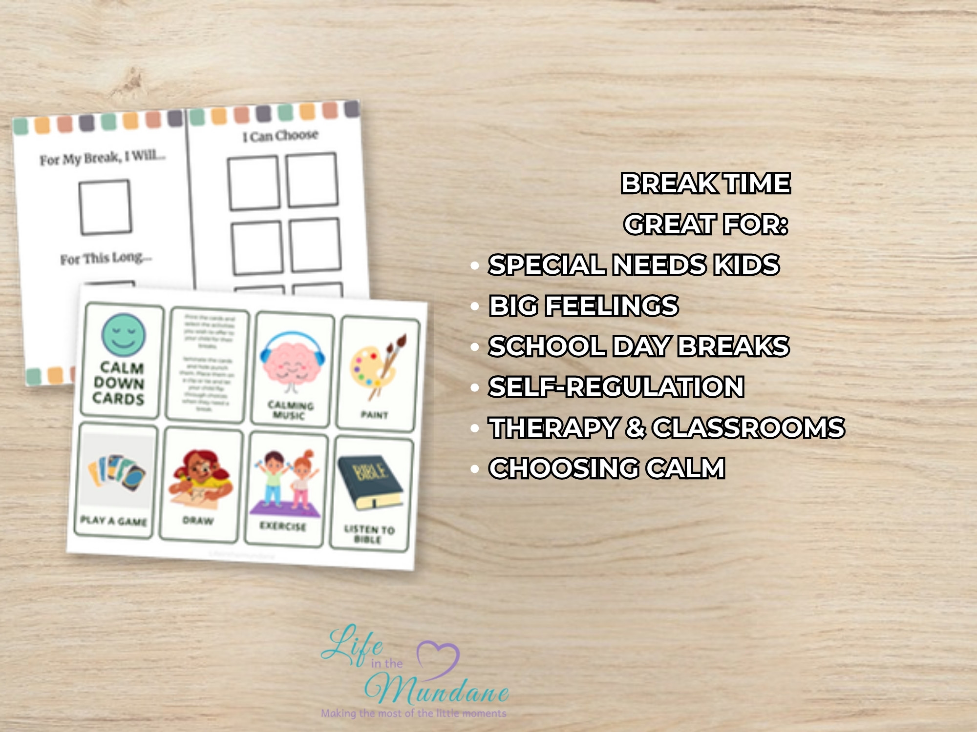 Calm Down & Break Time printable - great for