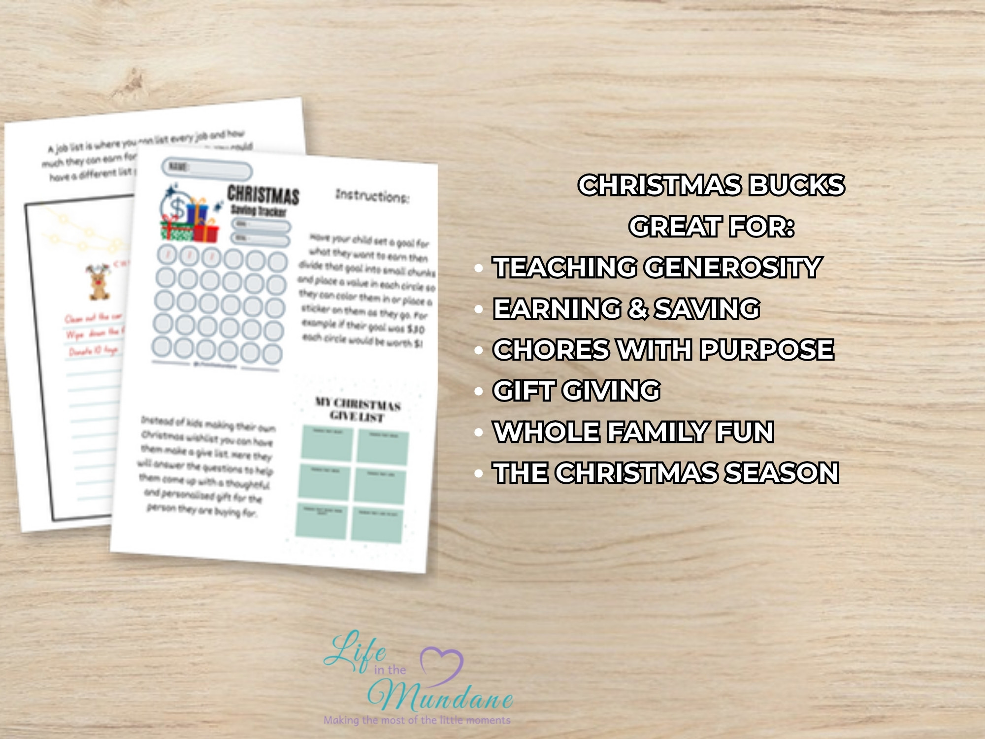 Christmas Bucks printable - great for