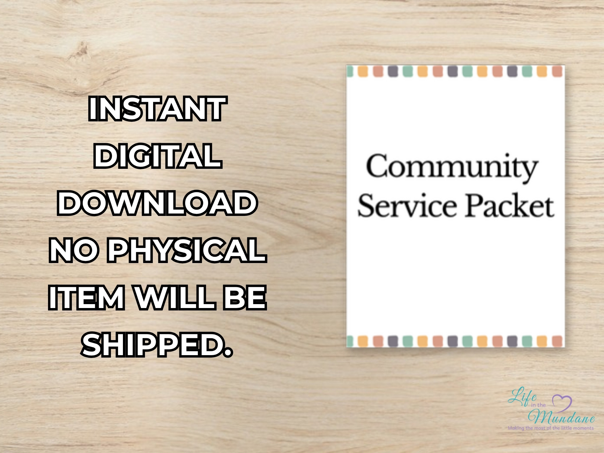Community Service printable - instant digital download