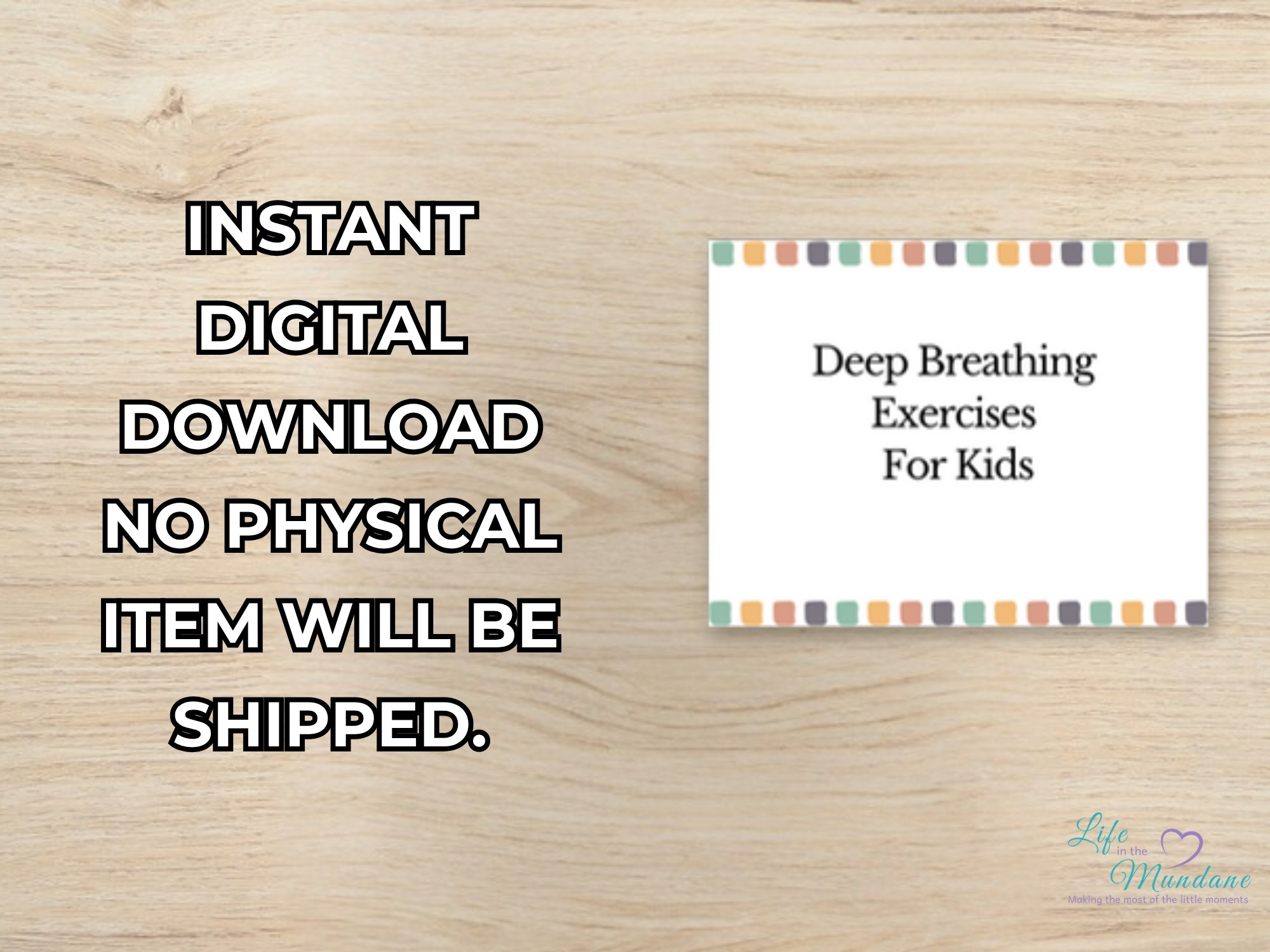 Deep Breathing printable - instant digital download