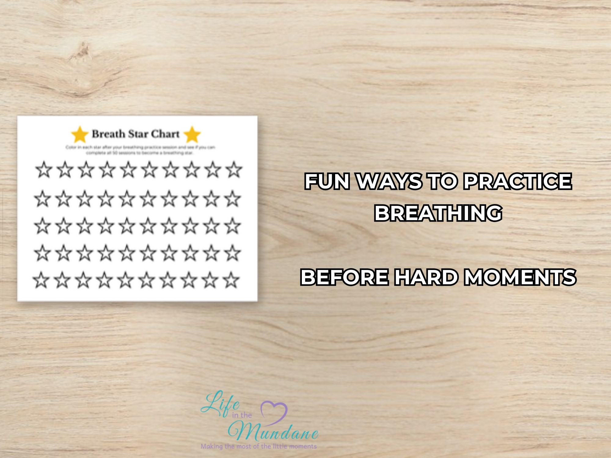 Deep Breathing printable - sample page