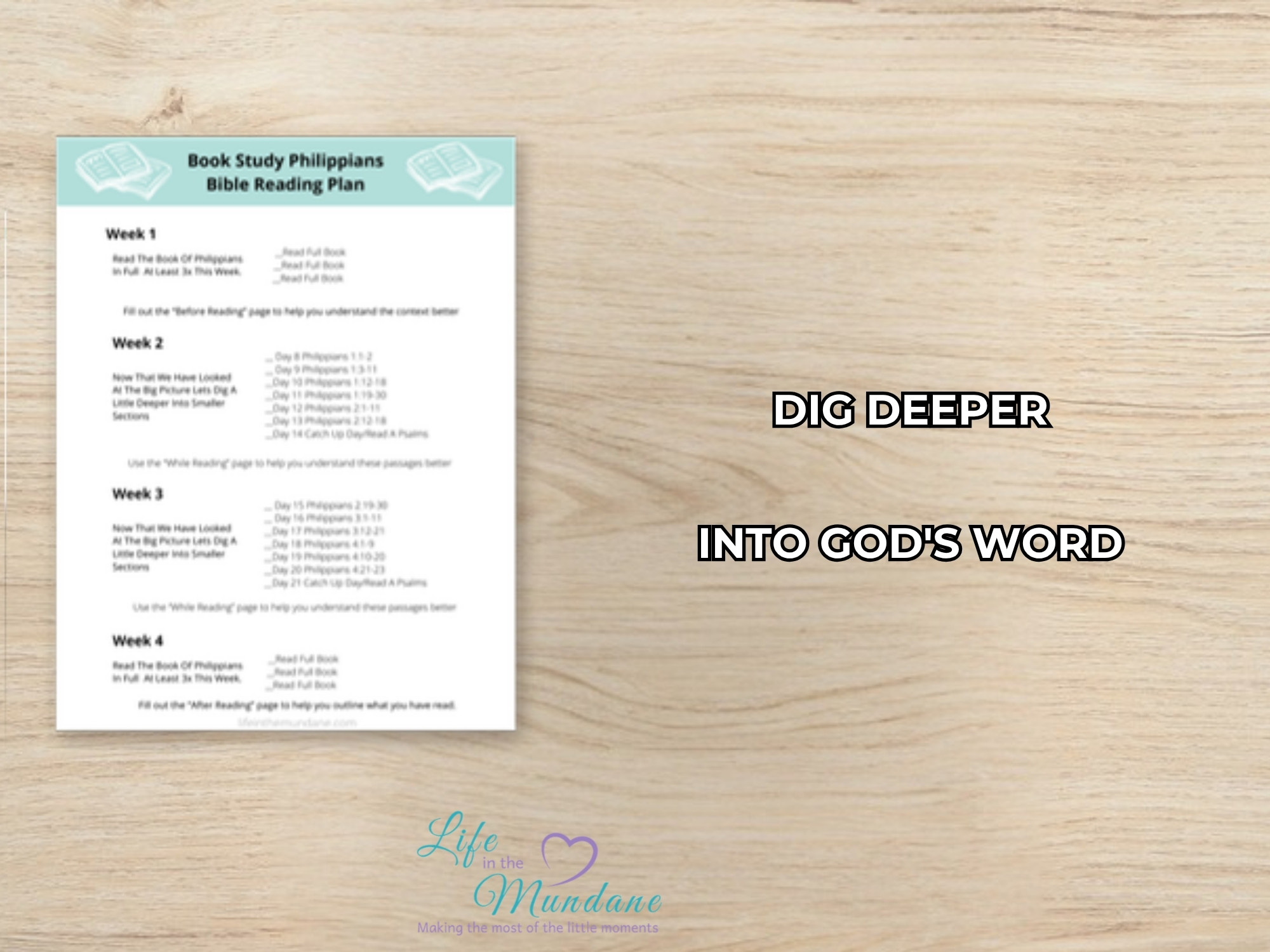 Digging Deeper printable - sample page