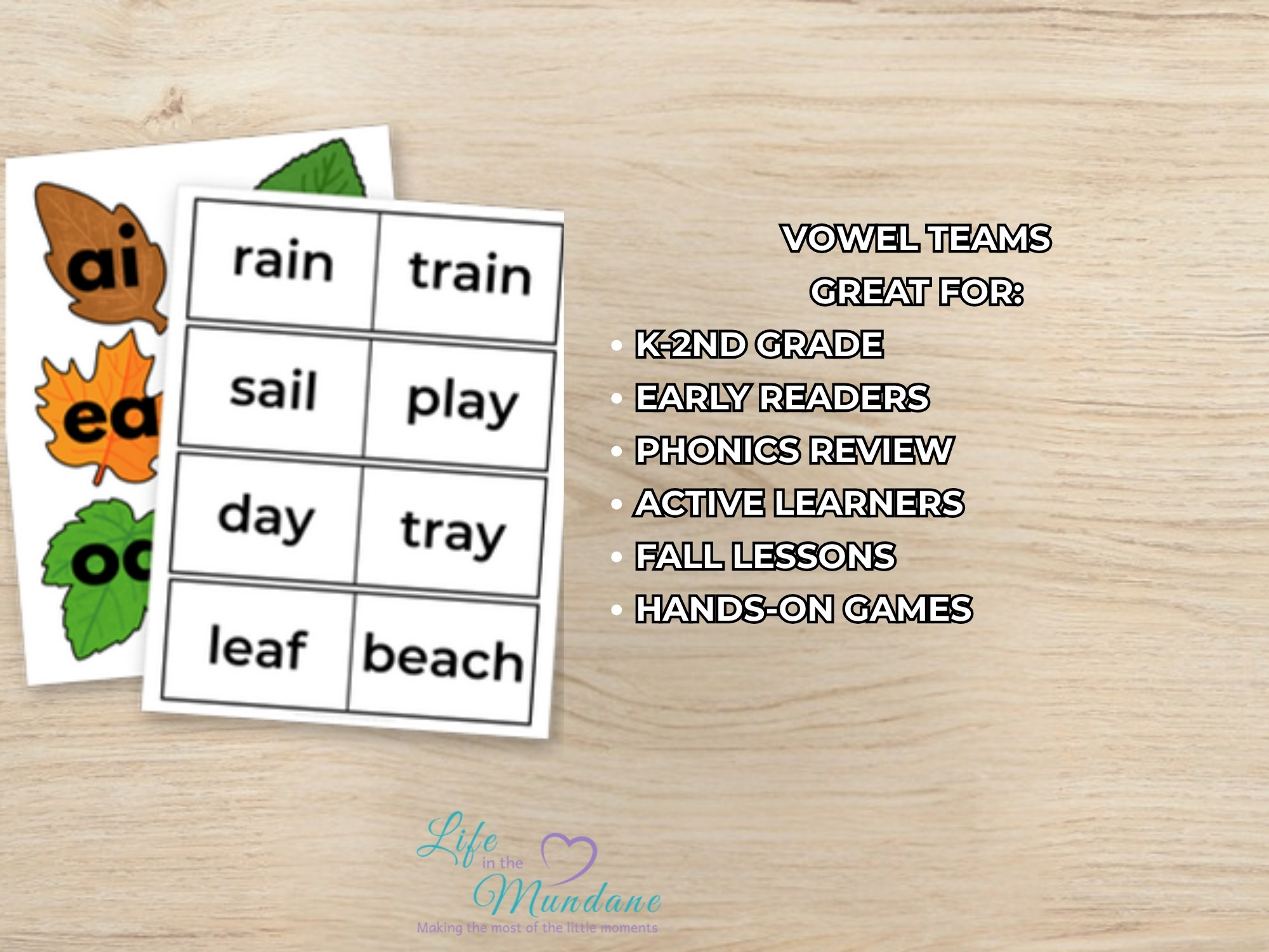 Fall Vowel Teams printable - great for