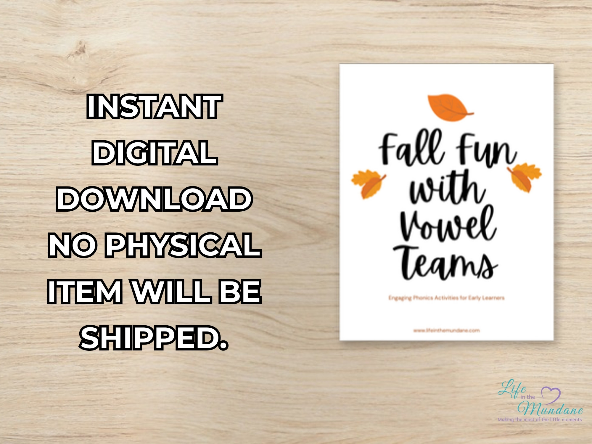 Fall Vowel Teams printable - instant digital download