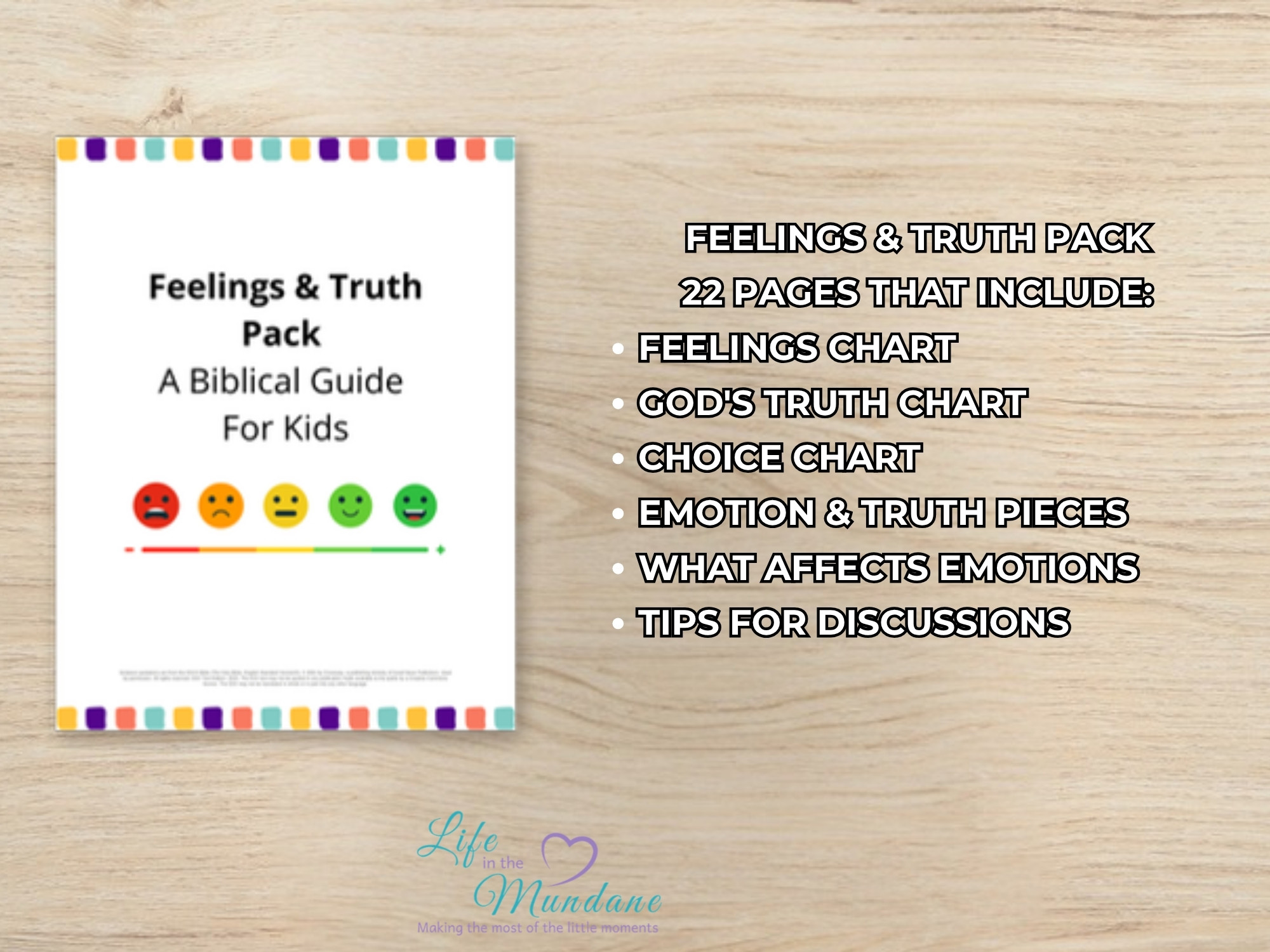 Feelings & Truth Pack printable - what's included