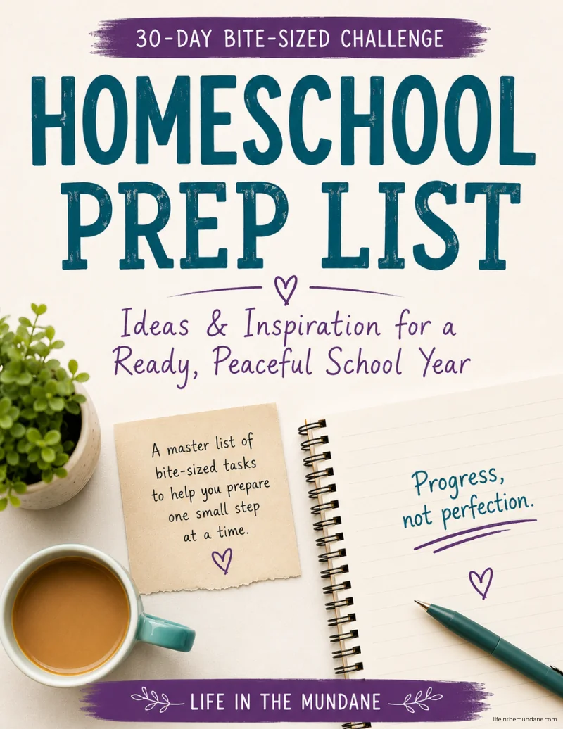30-Day Bite-Sized Challenge homeschool prep list cover