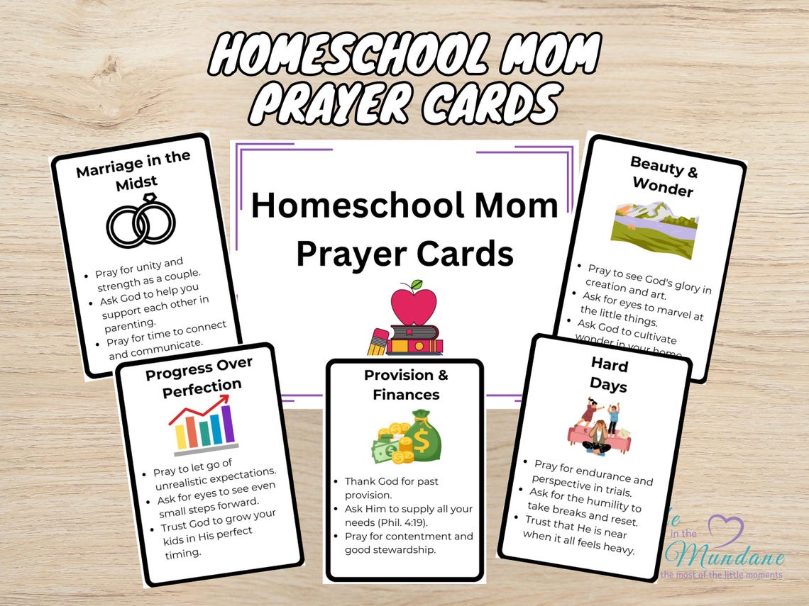 Homeschool Mom Prayer Prompt Cards: Scripture-Based (PDF Download)