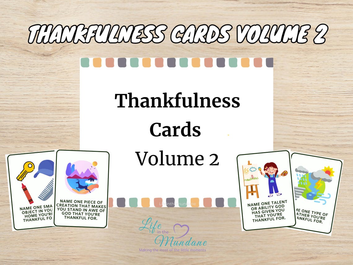 Thankfulness Cards Pack Volume 2 - Printable Activity Cards