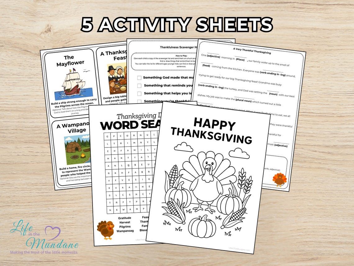 Thanksgiving Day Made Simple | Homeschool Printable Pack | Low Prep Thanksgiving Activities for Kids (image 4)