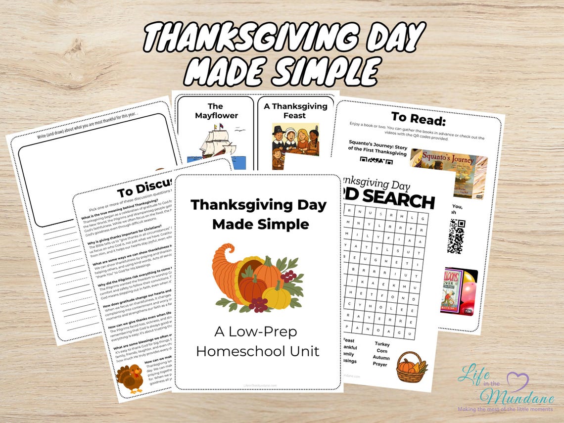 Thanksgiving Day Made Simple | Homeschool Printable Pack | Low Prep Thanksgiving Activities for Kids