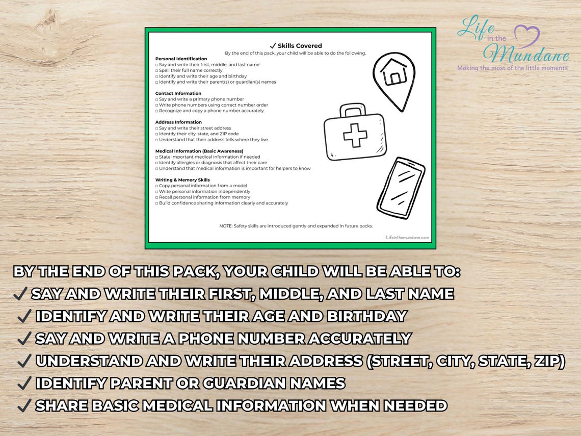 Everyday Life Skills Volume 1: Personal Information Pack (image 3)