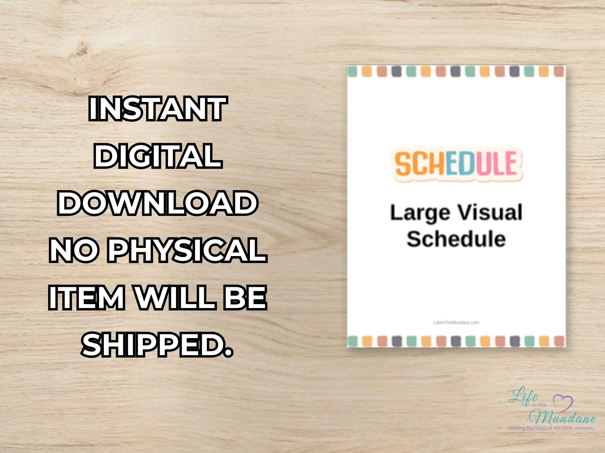 Large Visual Schedule printable - instant digital download