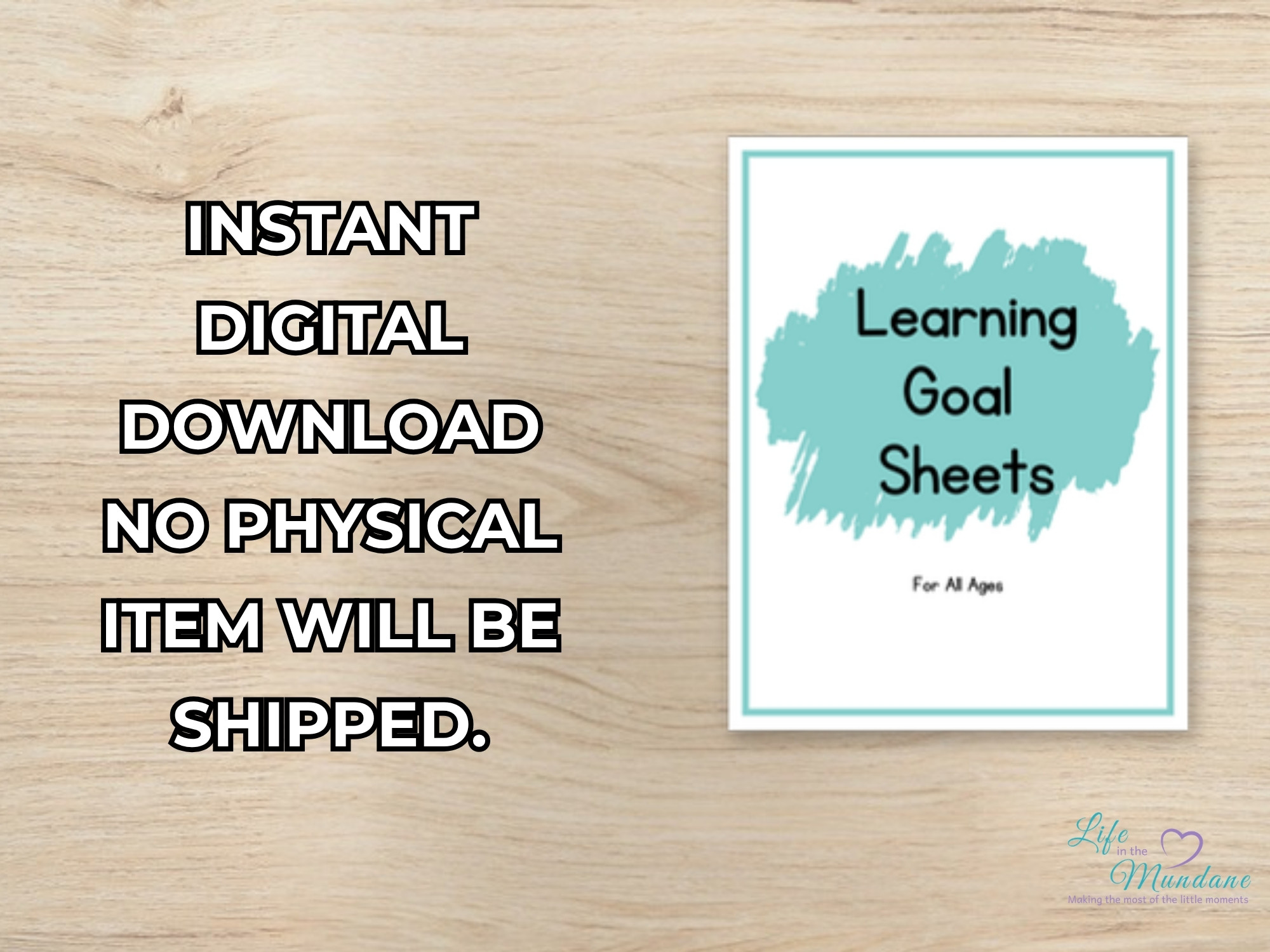Learning Goal Sheets printable - instant digital download