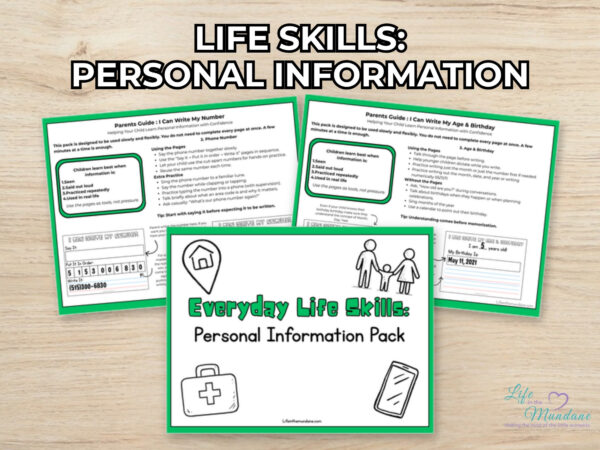 Life Skills: Personal Information printable from Life in the Mundane
