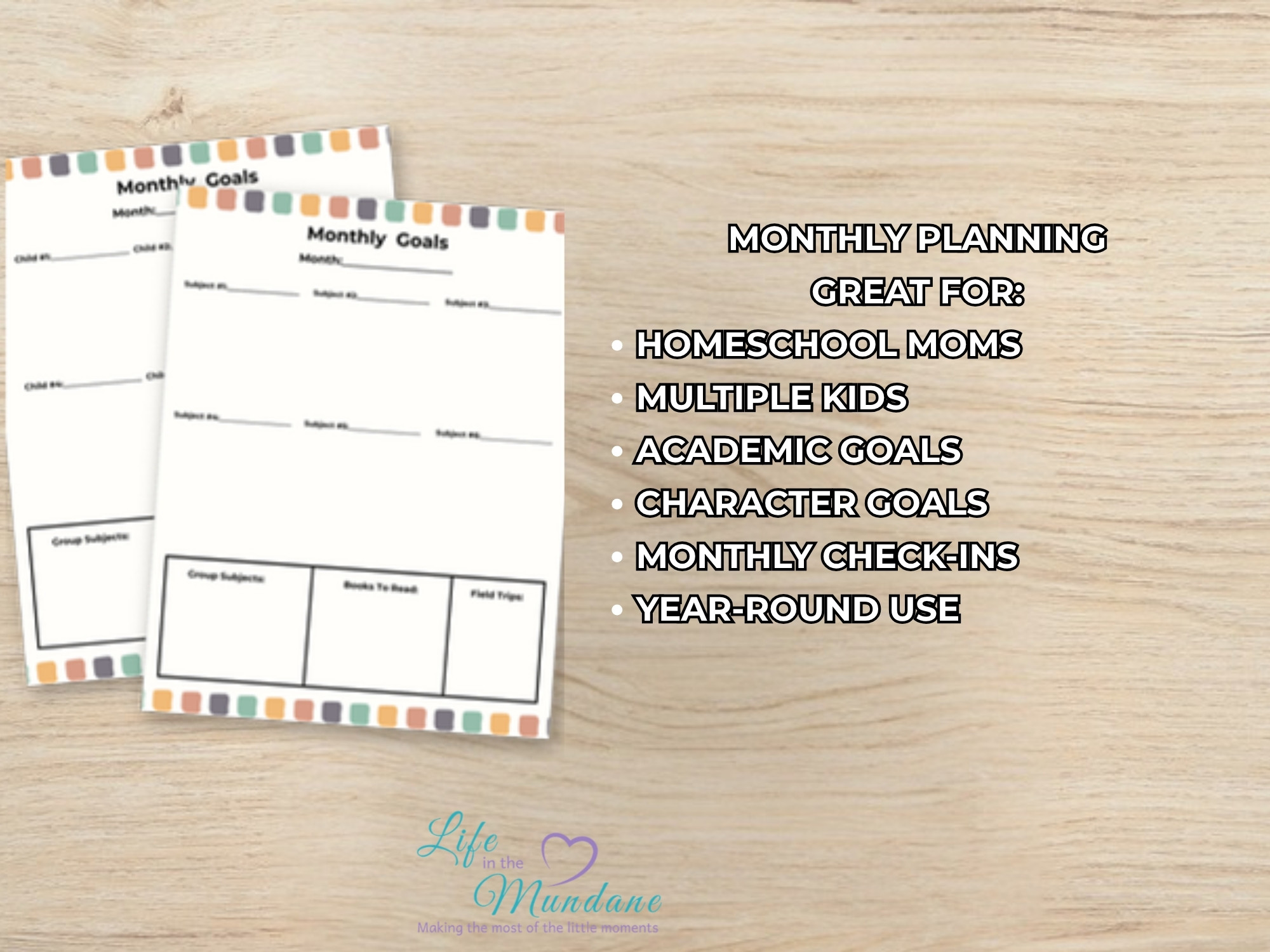 Monthly Goal Sheets printable - great for