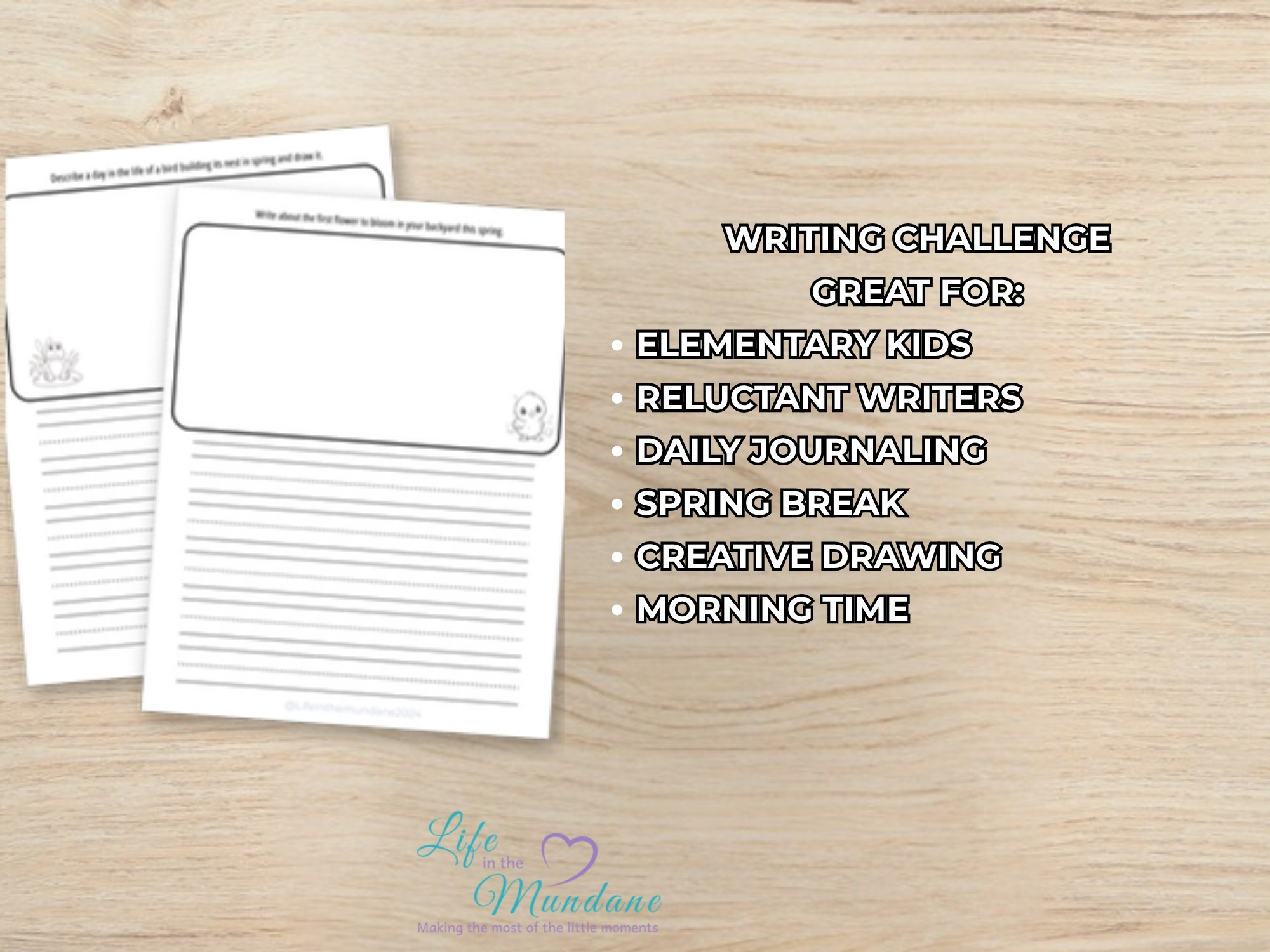 Spring Writing Challenge printable - great for