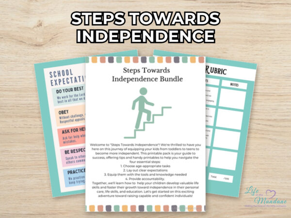 Steps Towards Independence printable from Life in the Mundane
