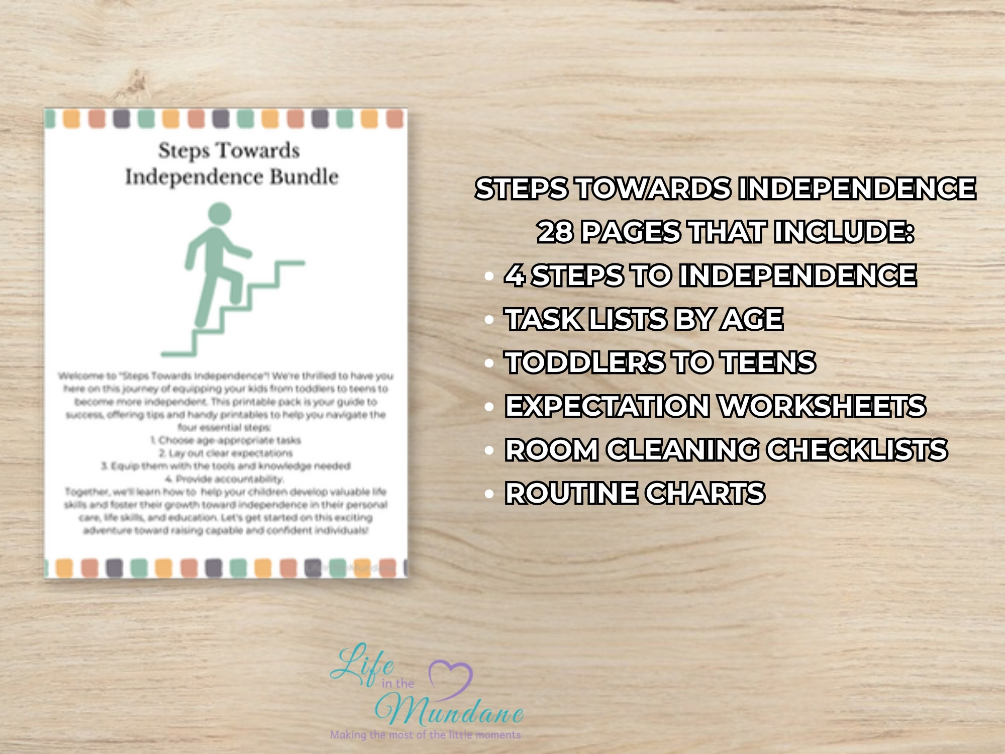 Steps Towards Independence printable - what's included