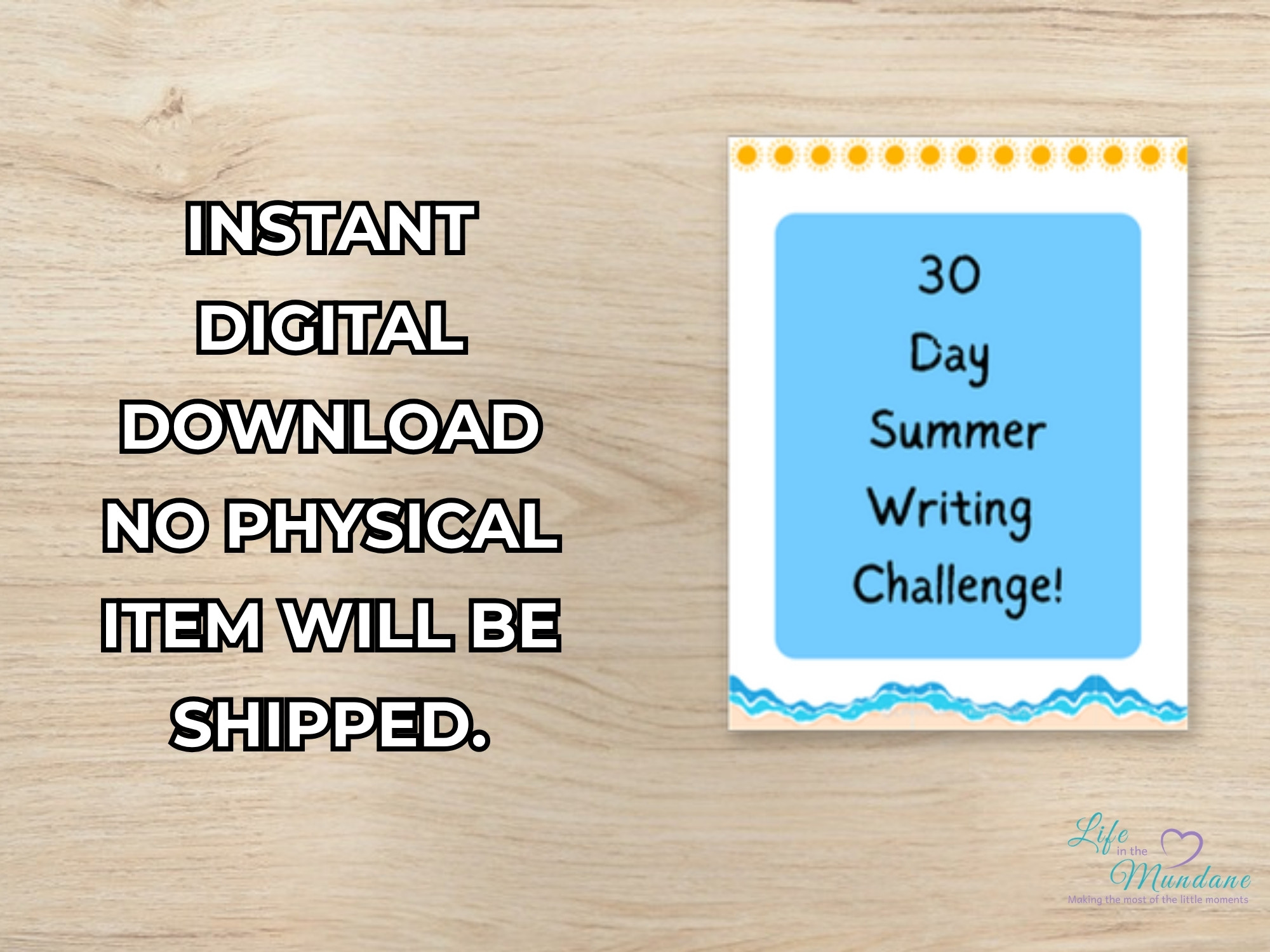Summer Writing Challenge printable - instant digital download