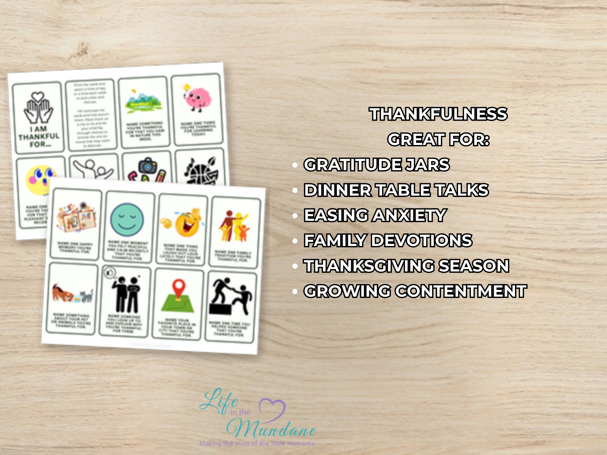 Thankfulness Cards Vol 1 printable - great for