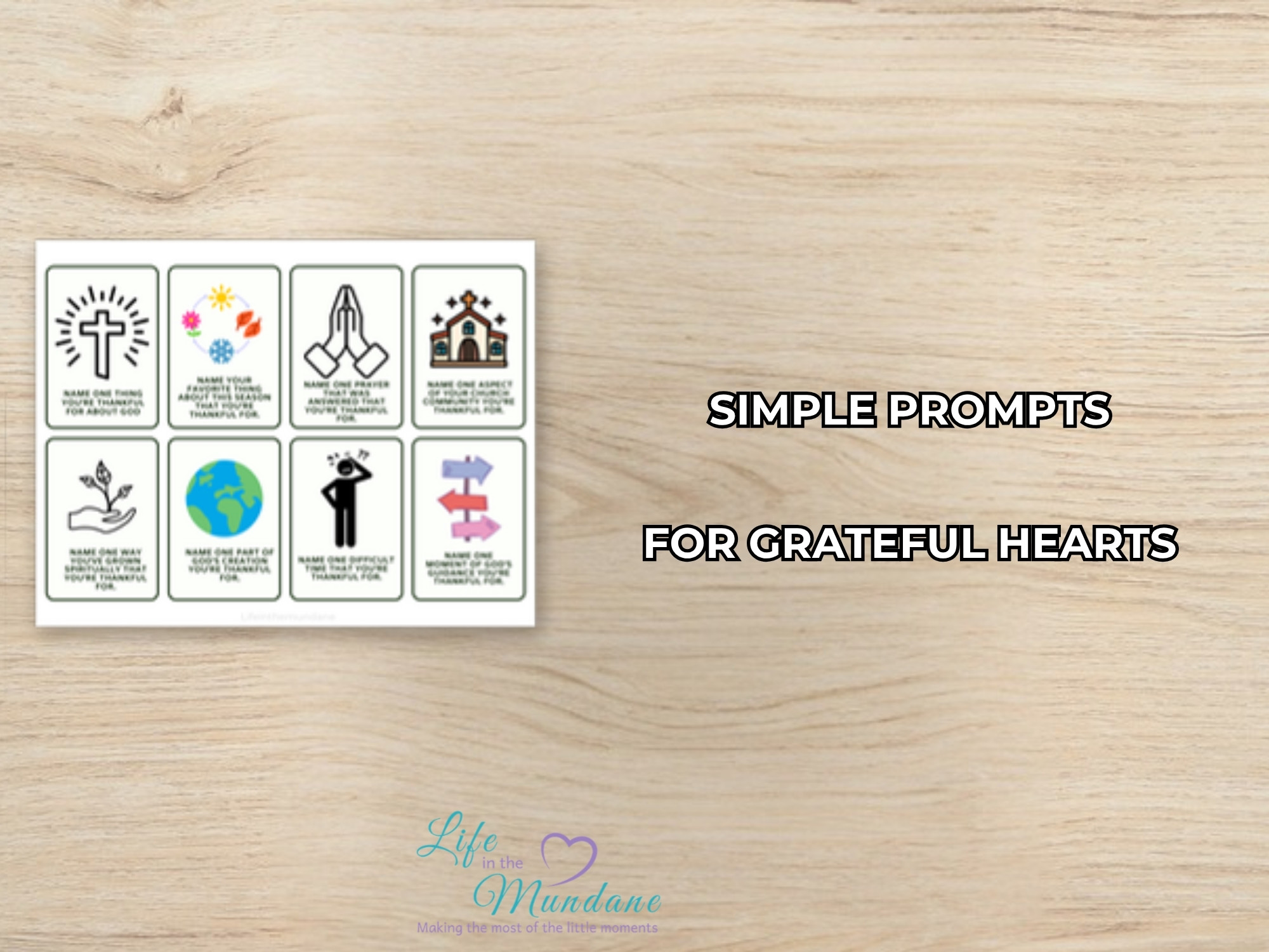 Thankfulness Cards Vol 1 printable - sample page