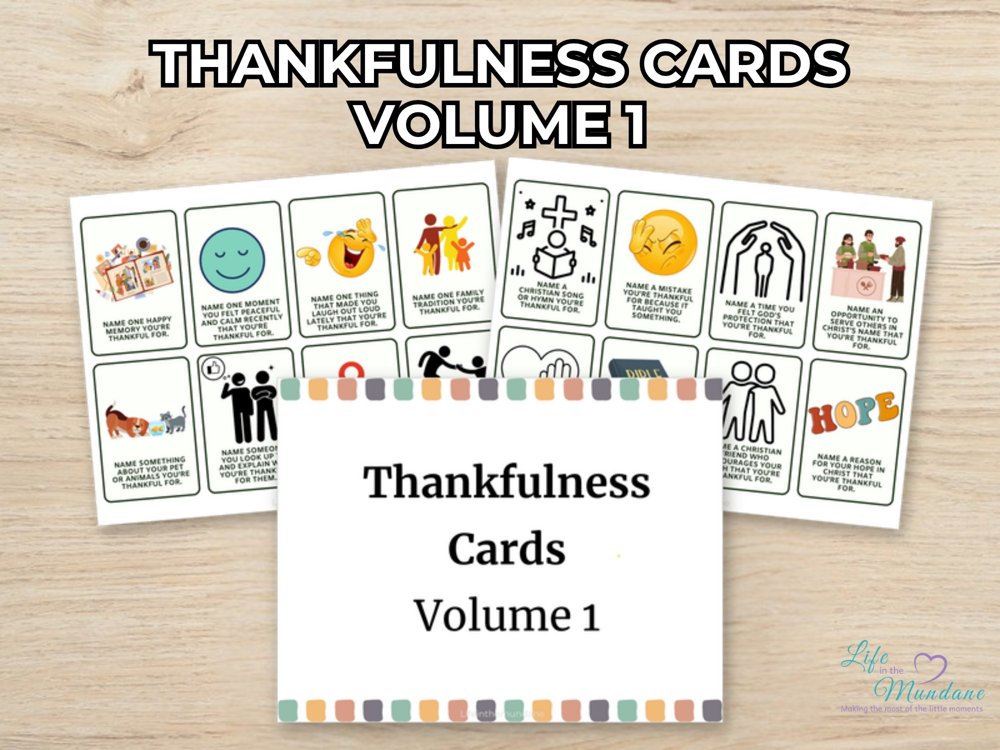 Thankfulness Cards Volume 1 printable from Life in the Mundane