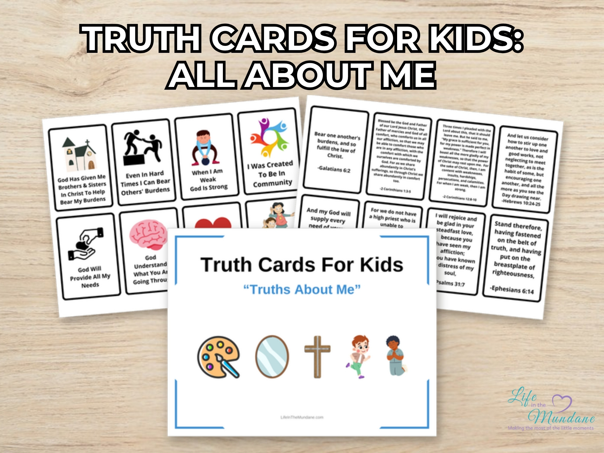Truth Cards For Kids: All About Me printable from Life in the Mundane
