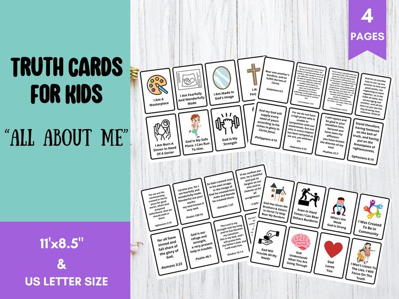 Truth Cards for Kids: All About Me printable card pack