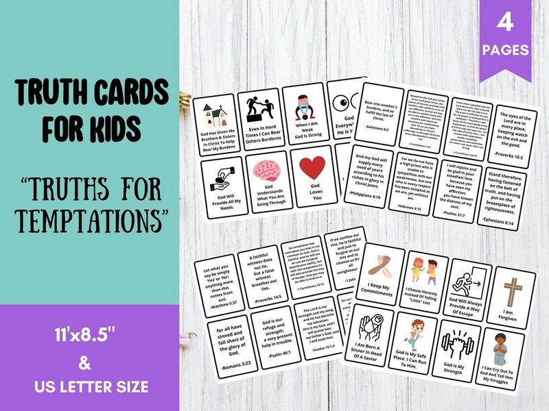 Truth Cards for Kids: Truths for Temptations printable card pack