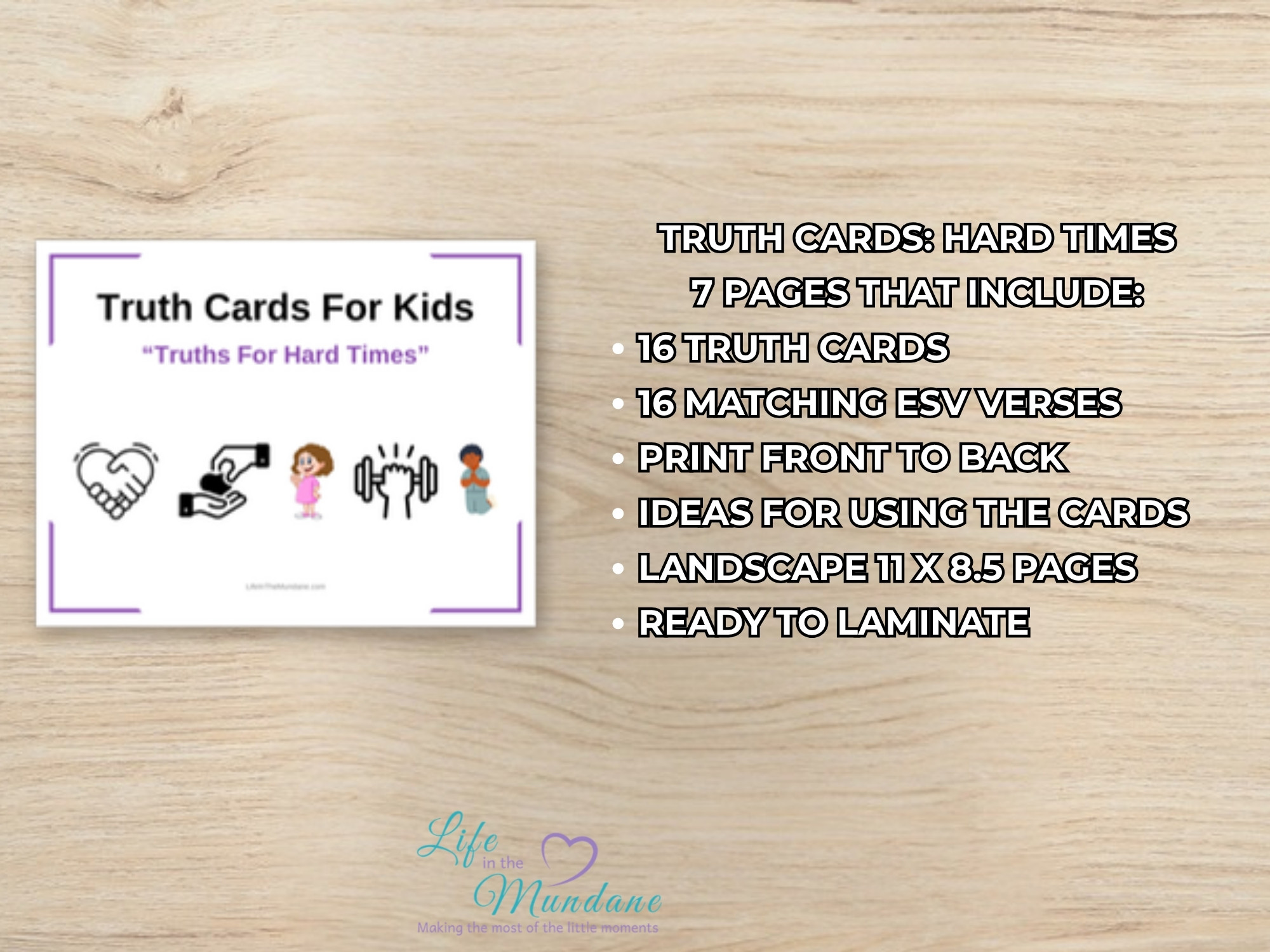Truth Cards: Hard Times printable - what's included