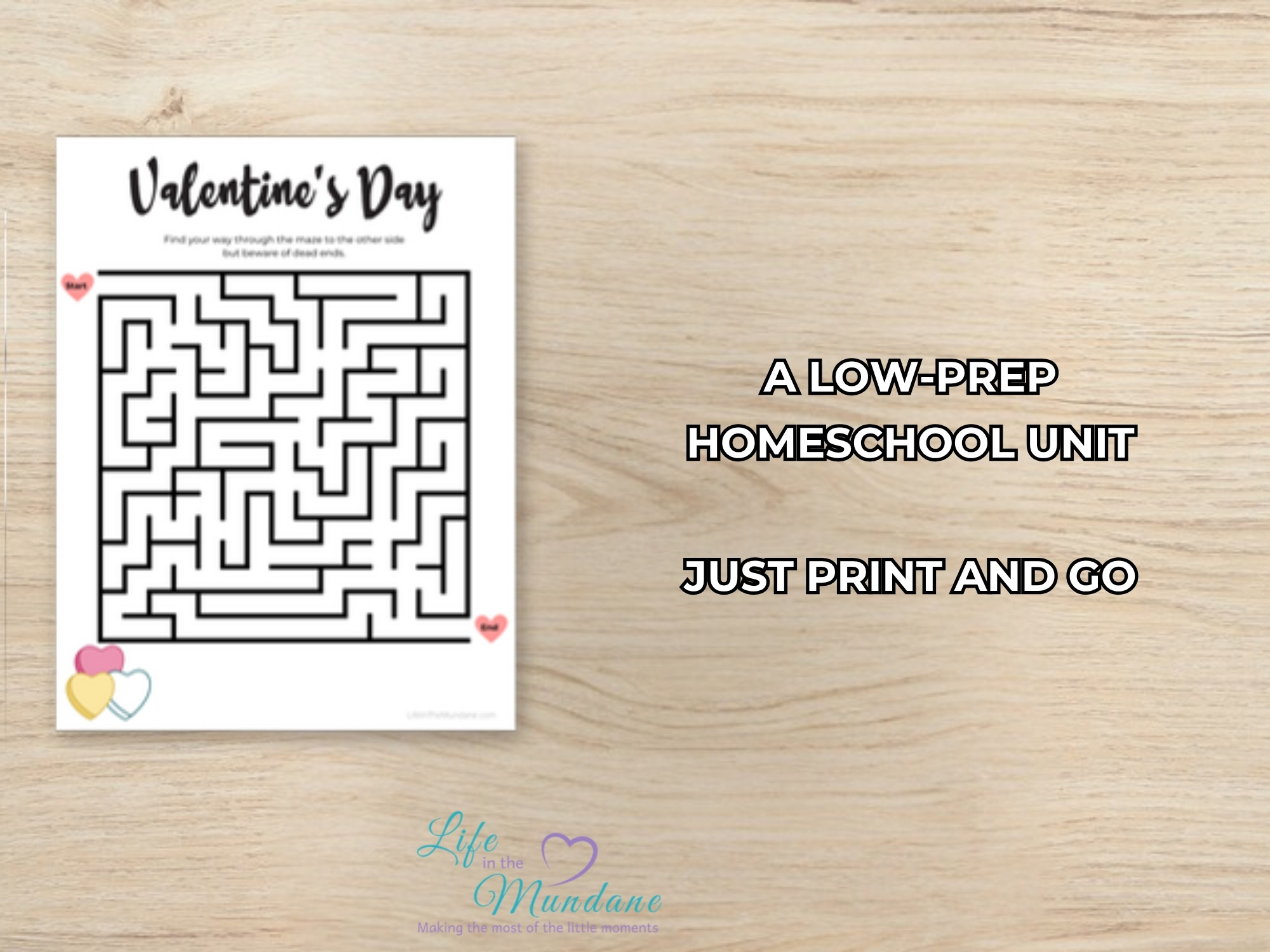 Valentine's Day printable - sample page