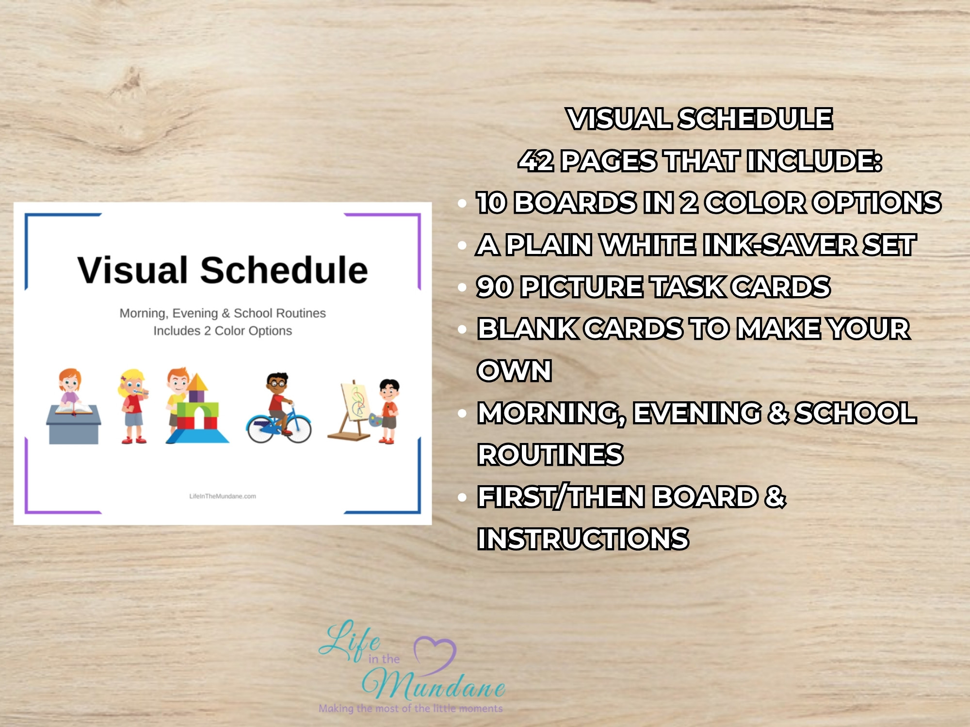Visual Schedule printable - what's included