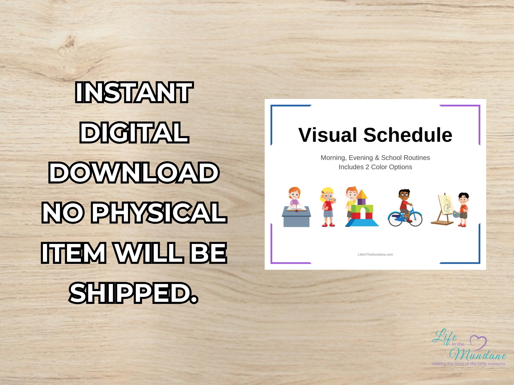 Visual Schedule printable - instant digital download