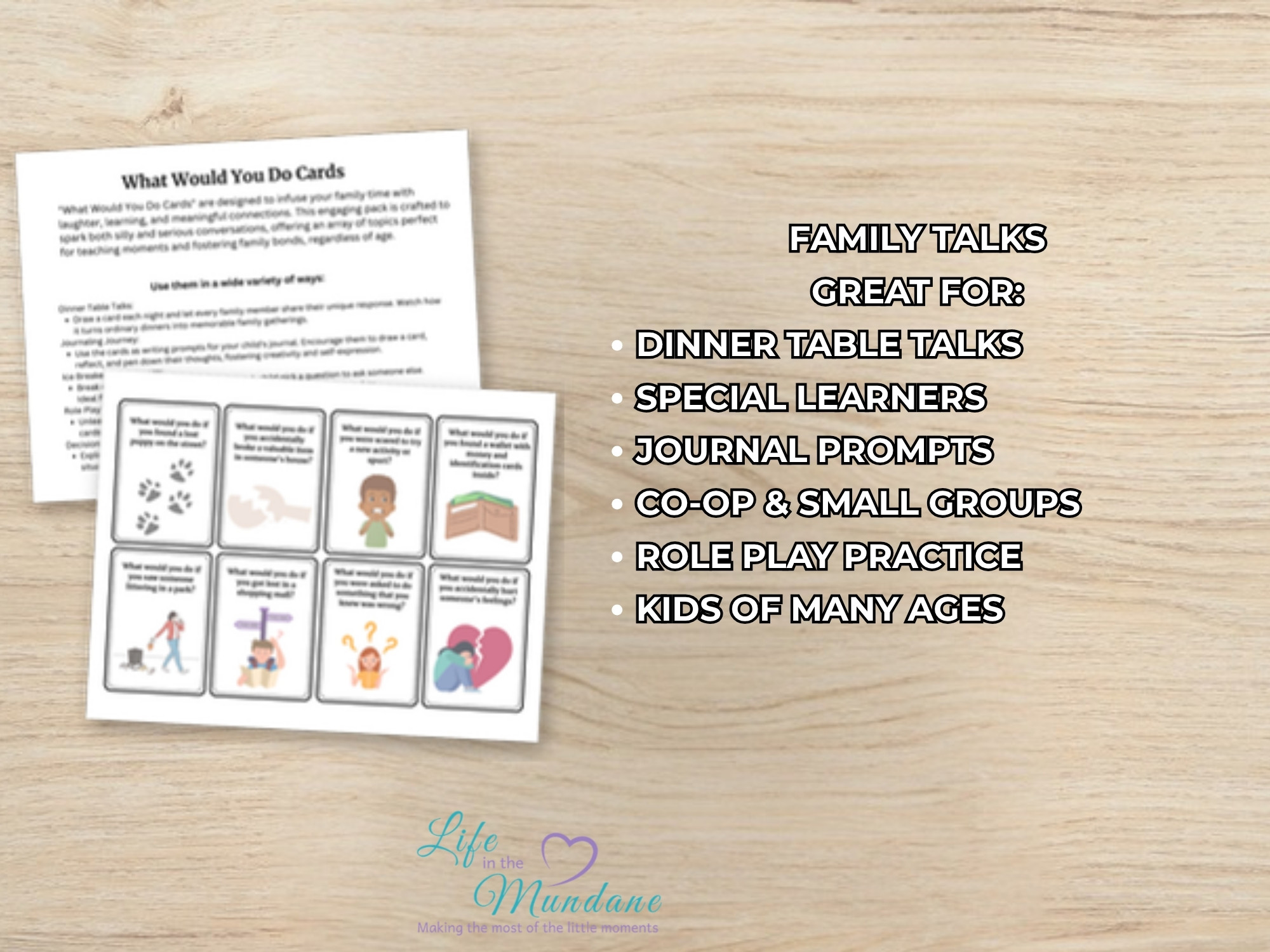 What Would You Do Cards are great for dinner table talks, special learners, and journal prompts