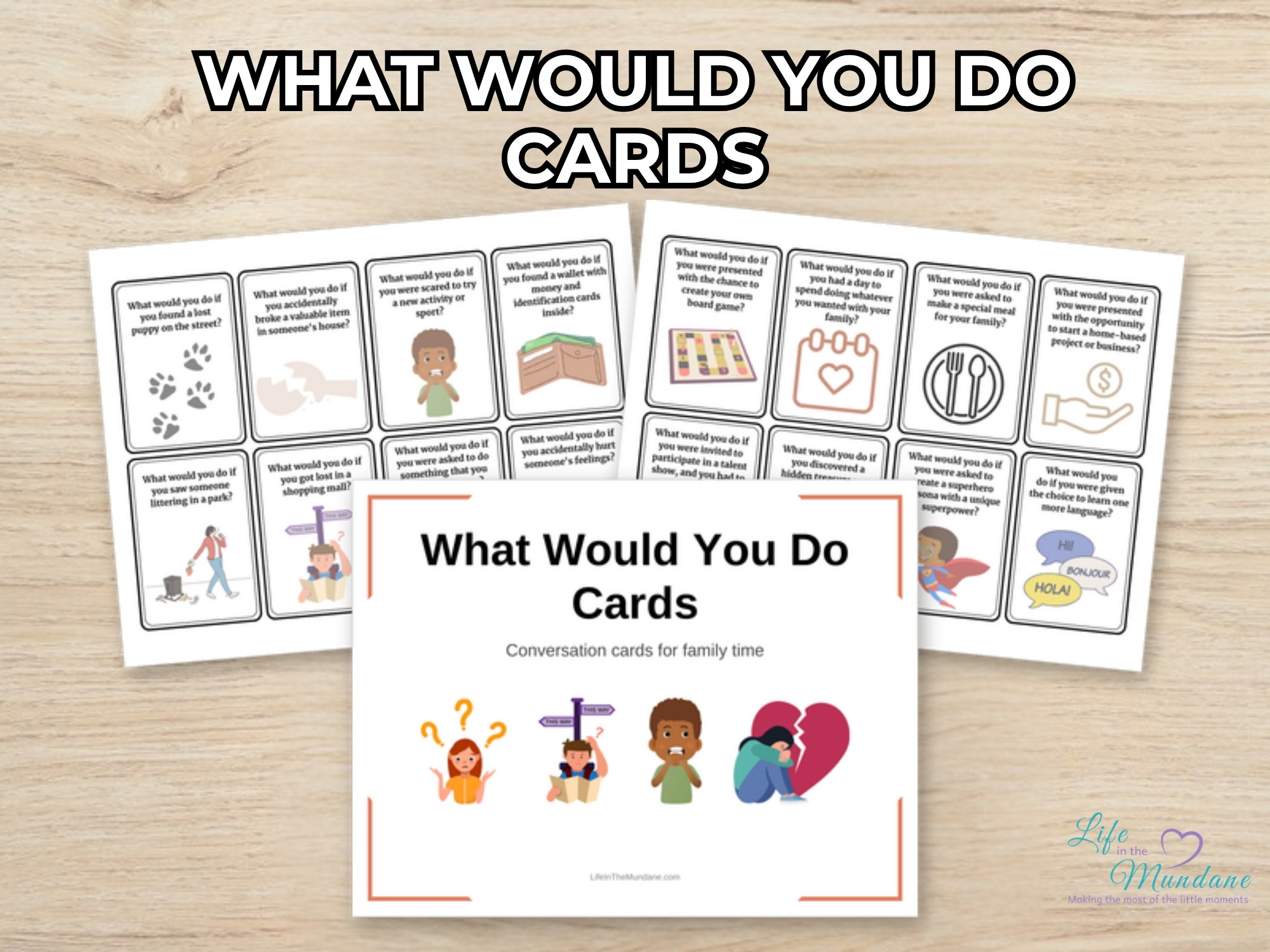 What Would You Do conversation cards printable cover and sample card pages