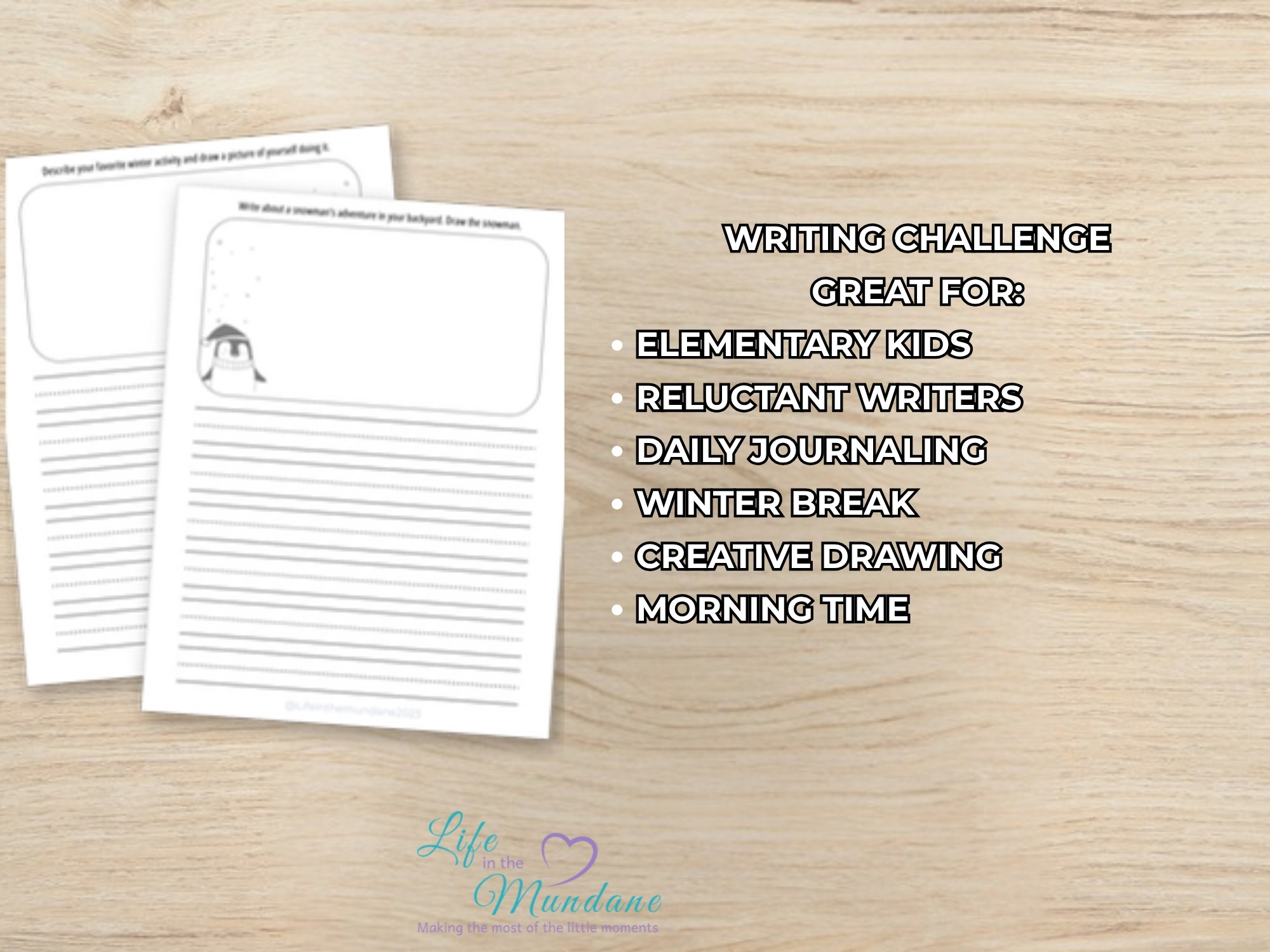 Winter Writing Challenge printable - great for