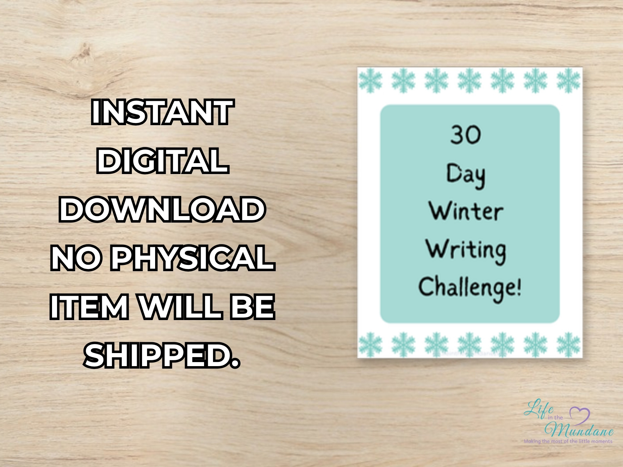 Winter Writing Challenge printable - instant digital download